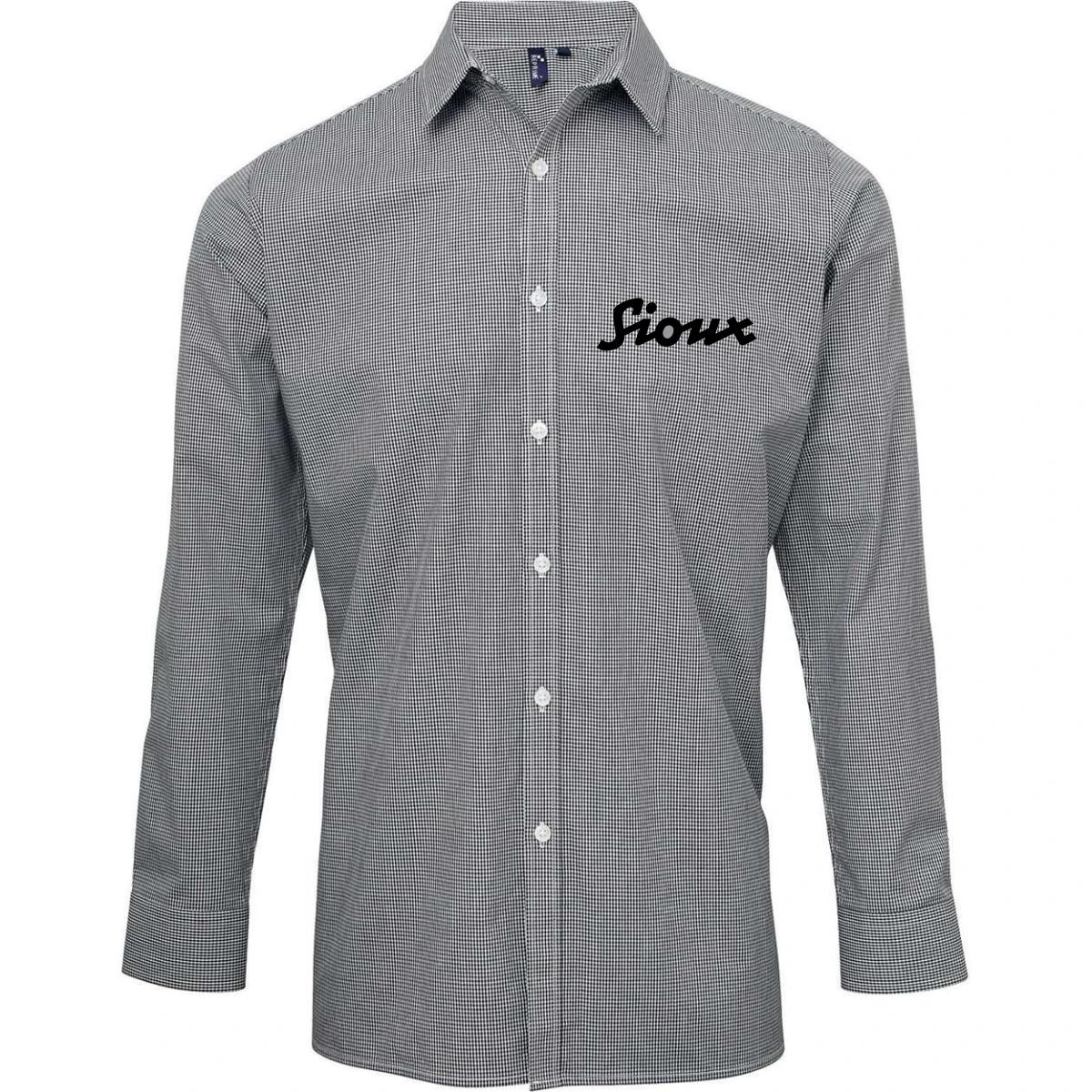 Men's Microcheck Gingham Long-Sleeve Cotton Shirt