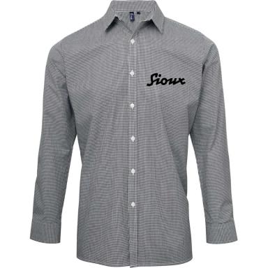 Men's Microcheck Gingham Long-Sleeve Cotton Shirt
