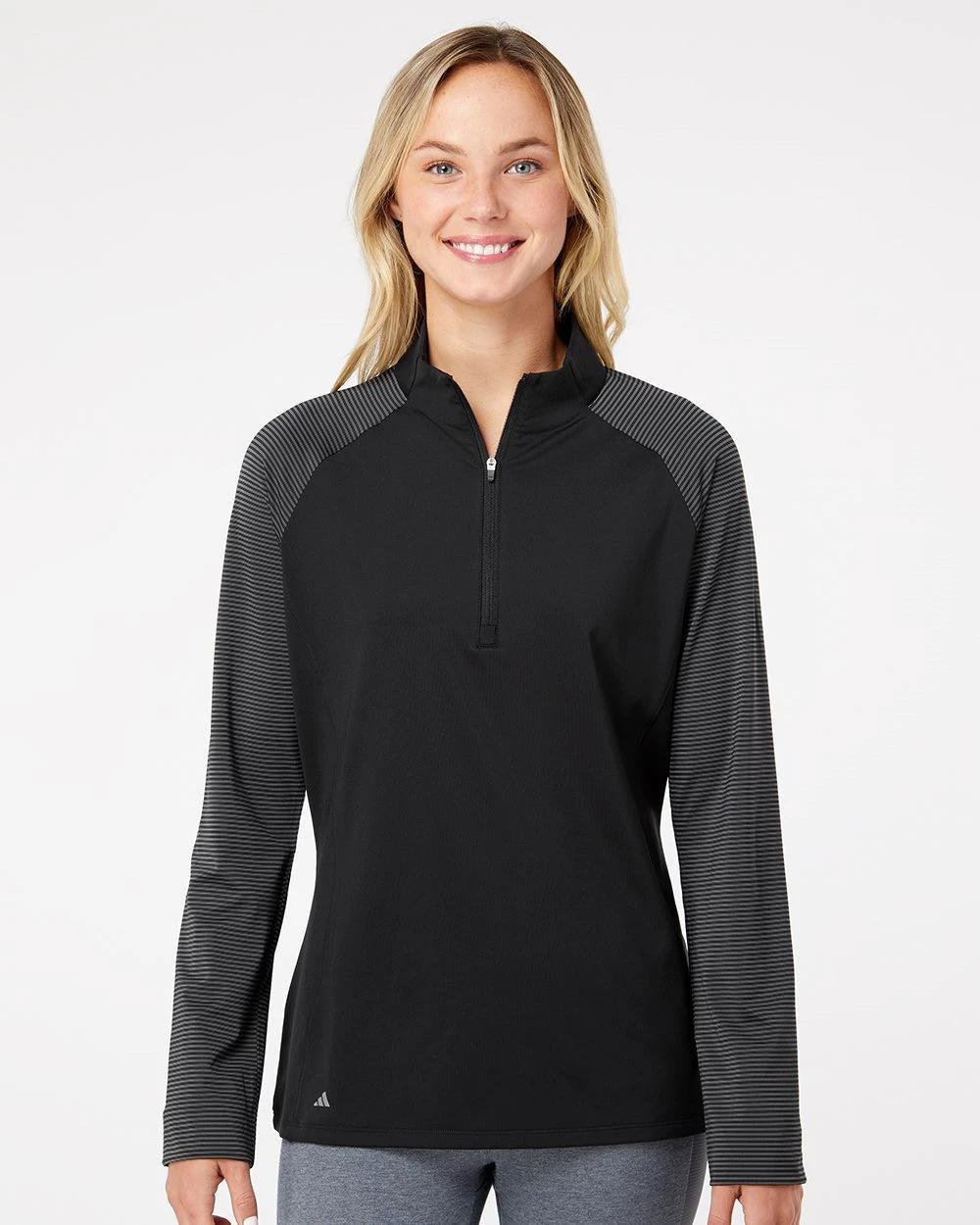 Adidas Women's Stripe Block Quarter-Zip Pullover
