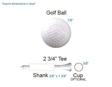 1 Ball Tube & 12 , 2 3/4" Golf Tees and 1 Plain White Golf Ball w/Your Logo in Tube Pack