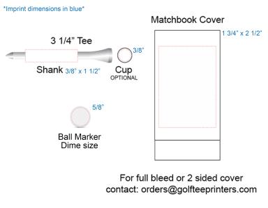 Golf Tee Matchbook w/Three 3 1/4" Tees & 2 Ball Markers