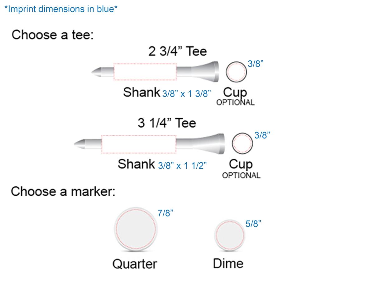 Golf Combo Pack of 6 Tees & 2 Ball Markers