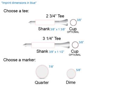 Golf Combo Pack of 6 Tees & 2 Ball Markers