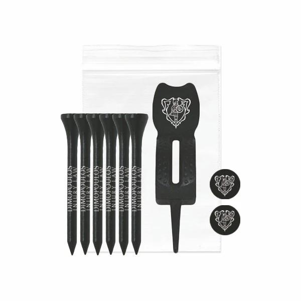 6 Tees, 2 Ball Markers and 1 Ergo Green Divot Tool