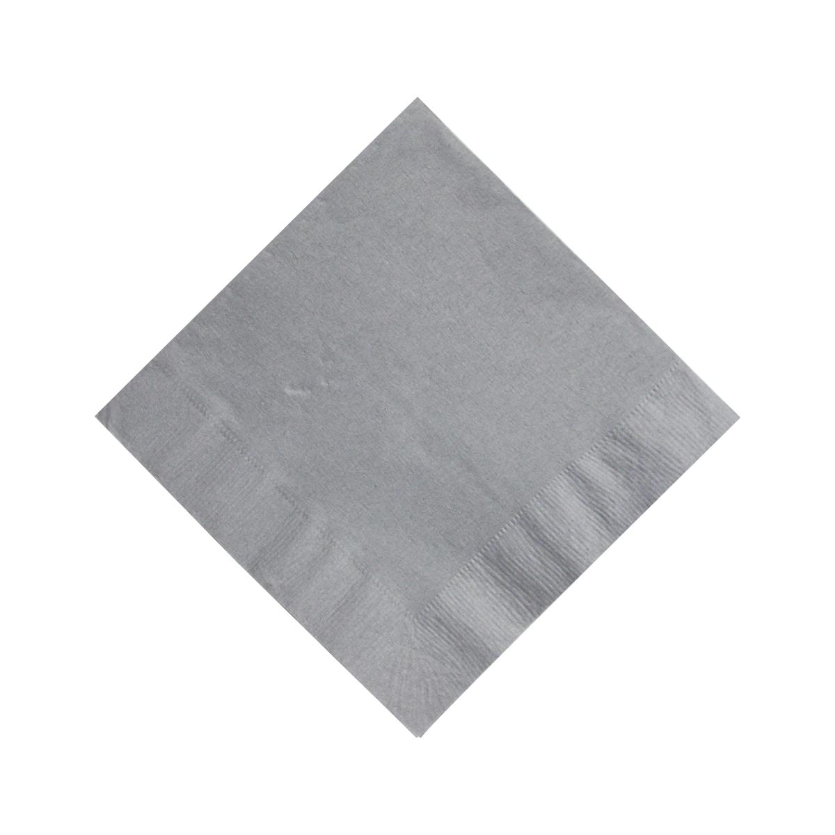 Silver 3 Ply Beverage Napkins