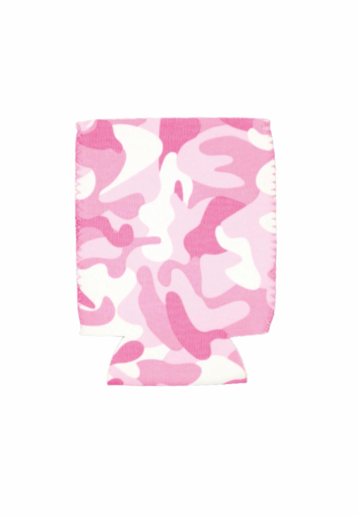 Pink Camo Neoprene Flat Can Cooler