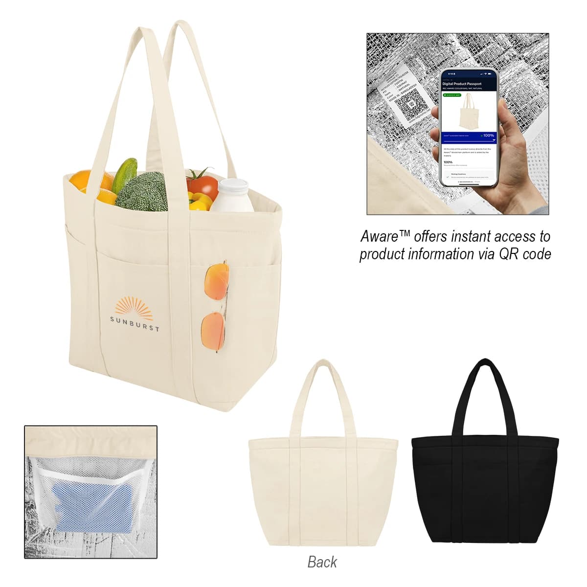 Aware™ 8 Oz. 20 Can Recycled Cotton Cooler Tote Bag