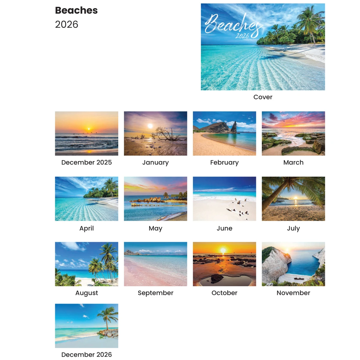 Beaches Spiral Wall Calendar
