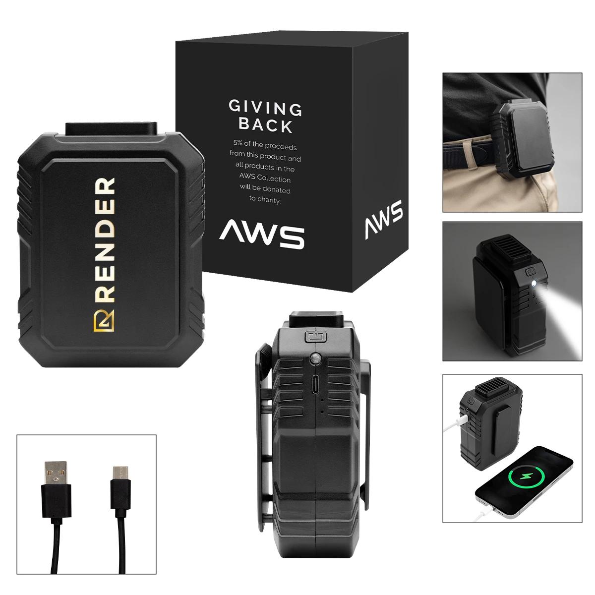 AWS UL Listed 5,000 mAh Power Bank and Fan With Clip