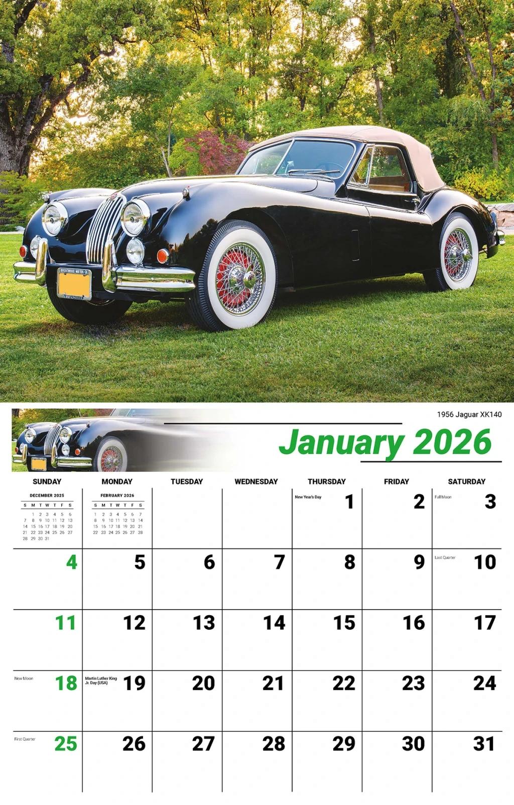 Galleria Wall Calendar 2026 Classic Cars