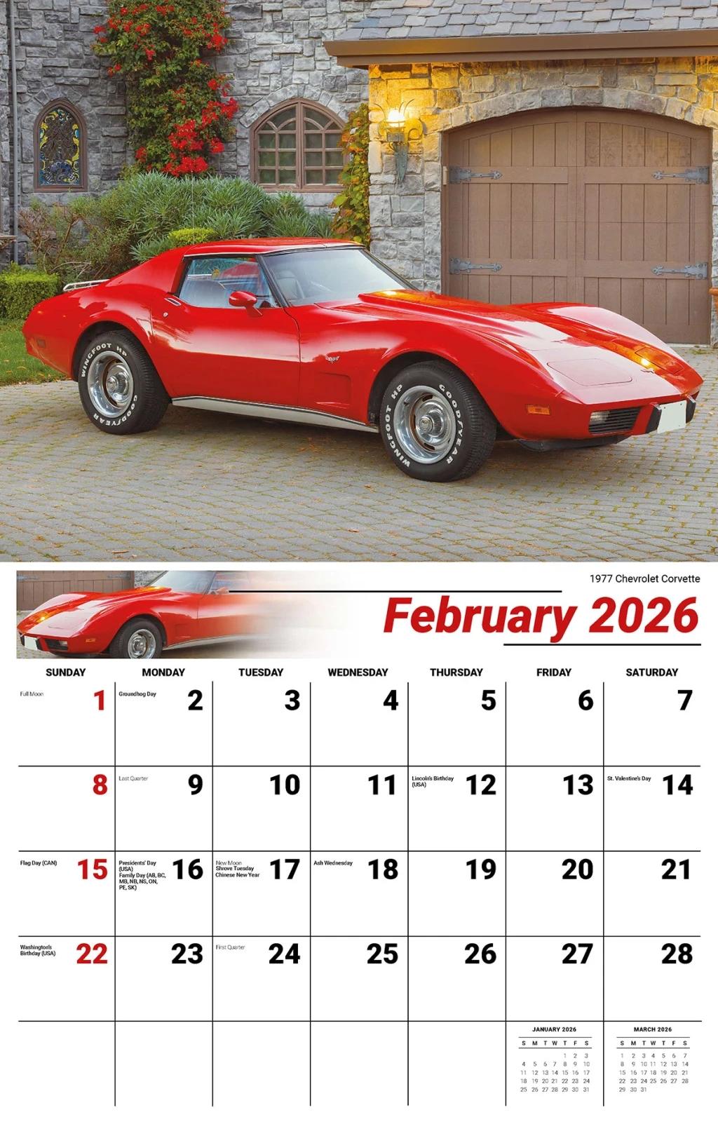 Galleria Wall Calendar 2026 Classic Cars