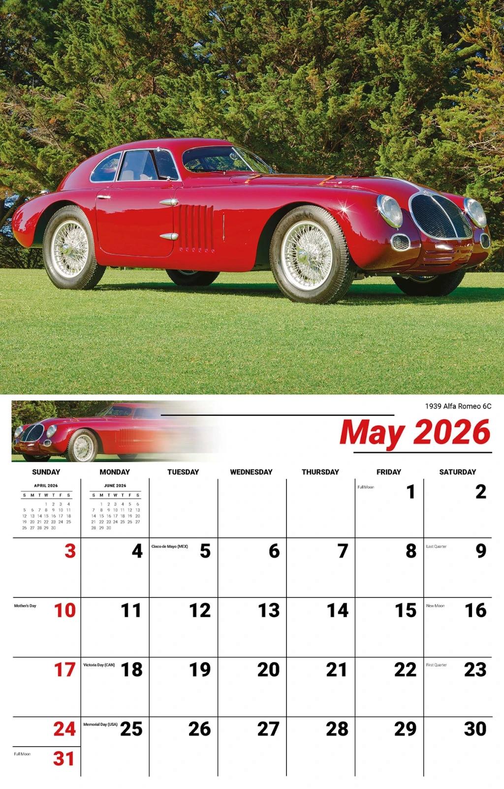 Galleria Wall Calendar 2026 Classic Cars