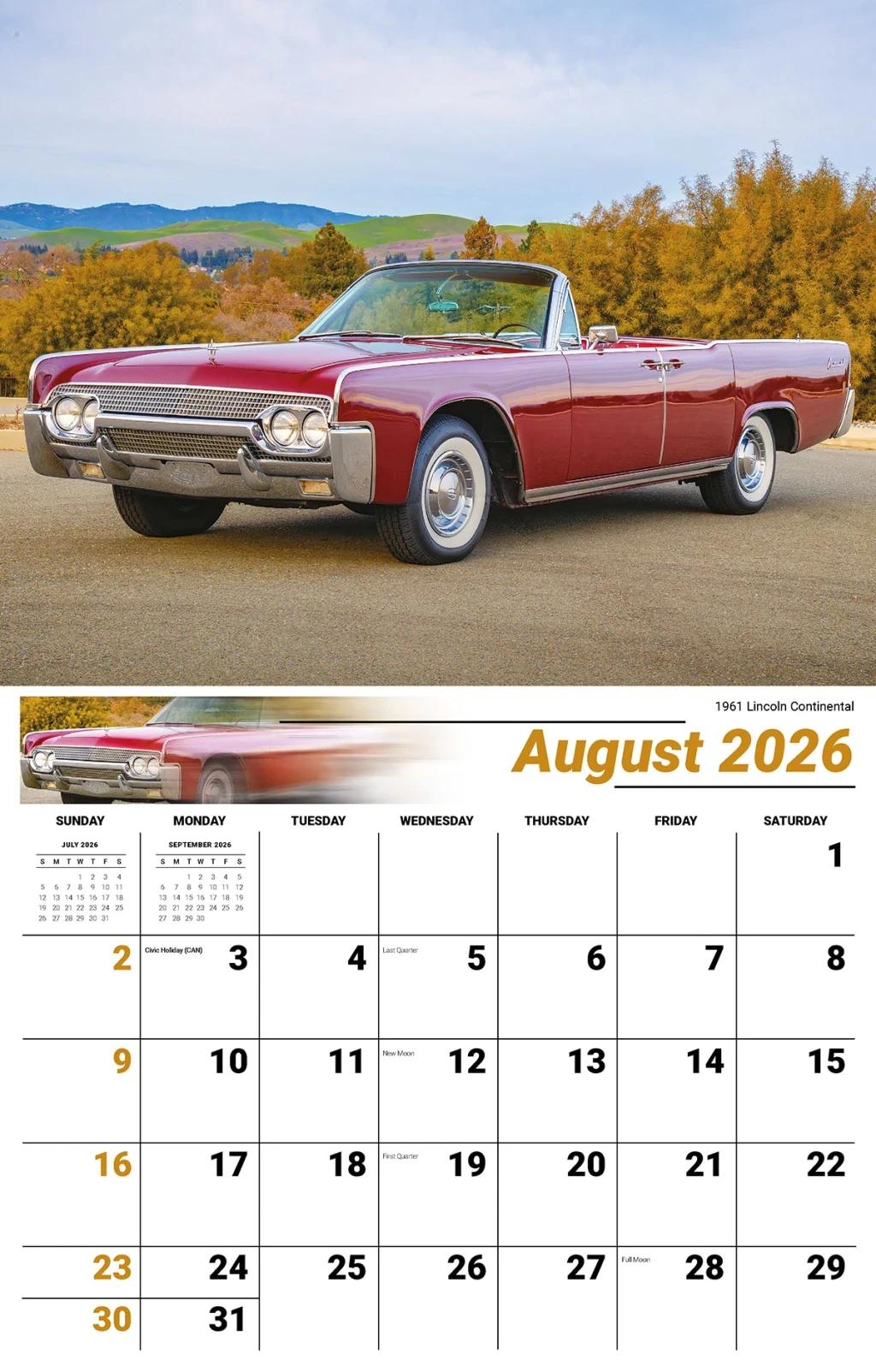 Galleria Wall Calendar 2026 Classic Cars