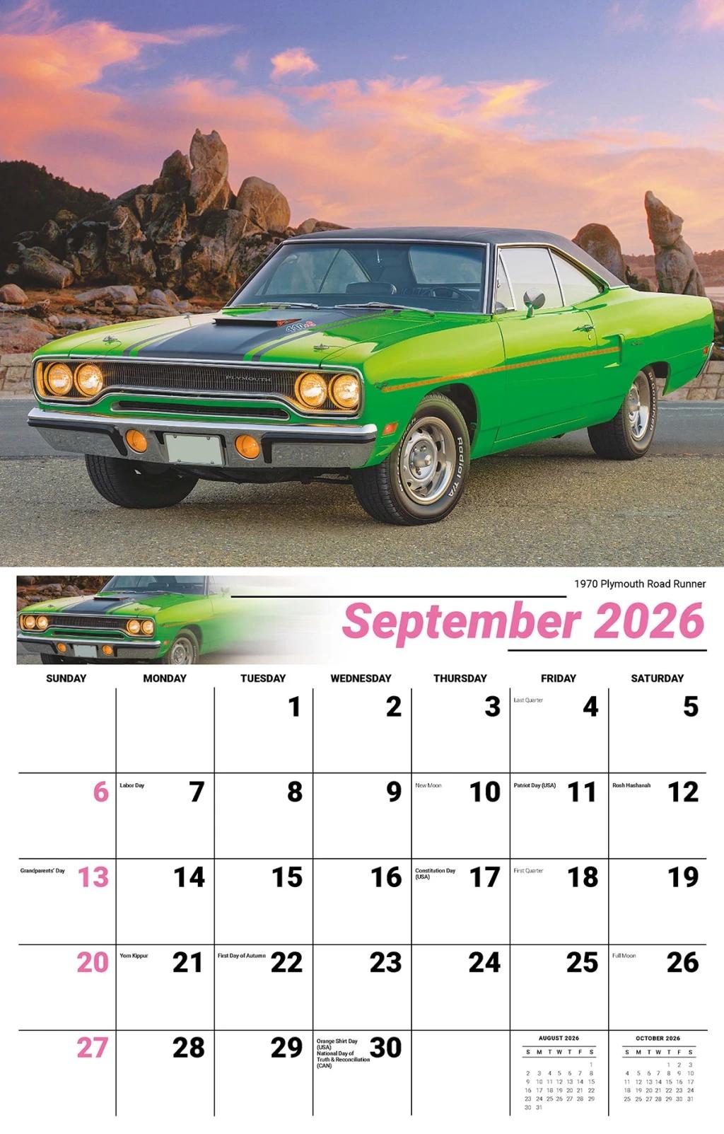 Galleria Wall Calendar 2026 Classic Cars