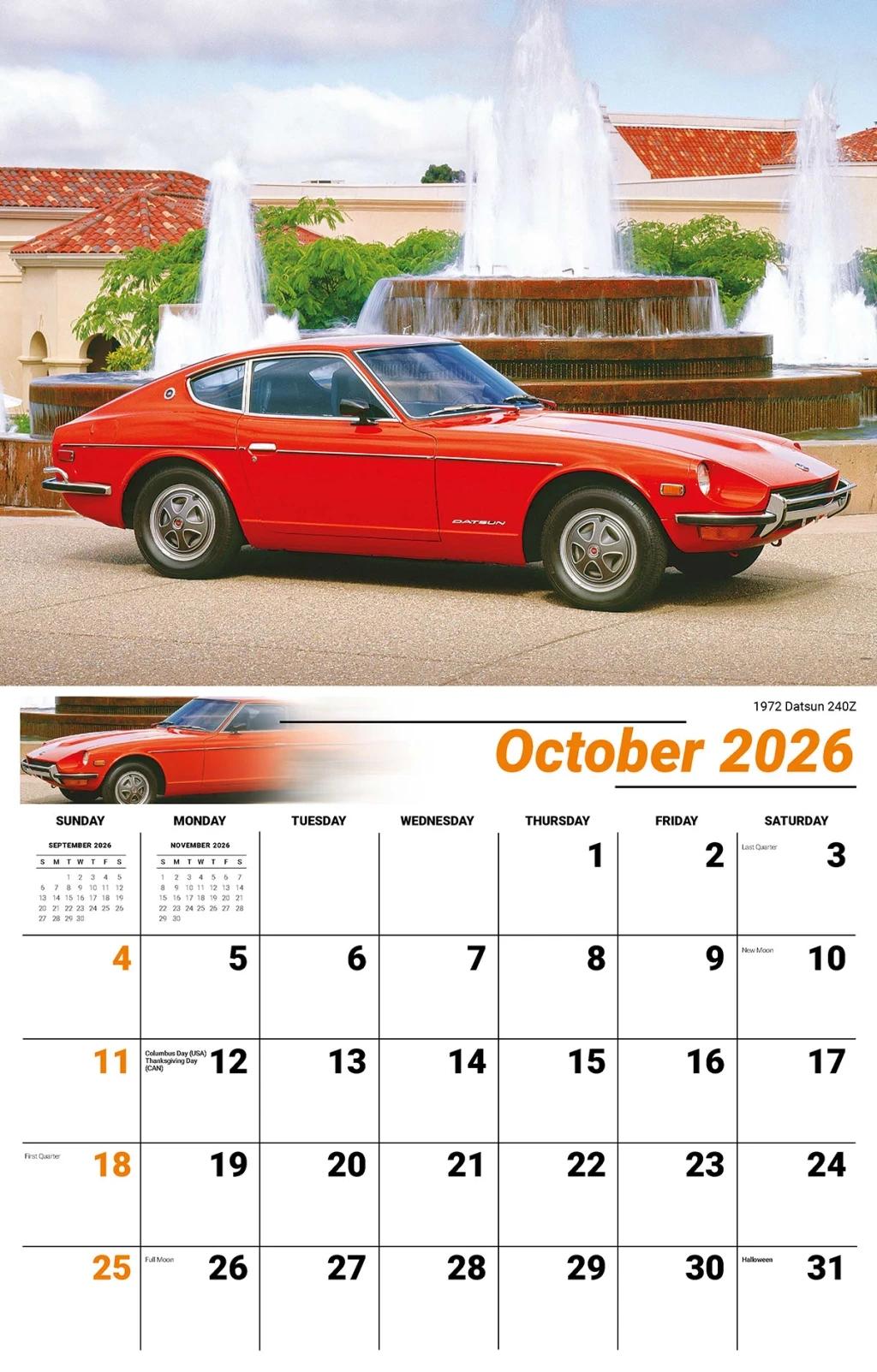 Galleria Wall Calendar 2026 Classic Cars