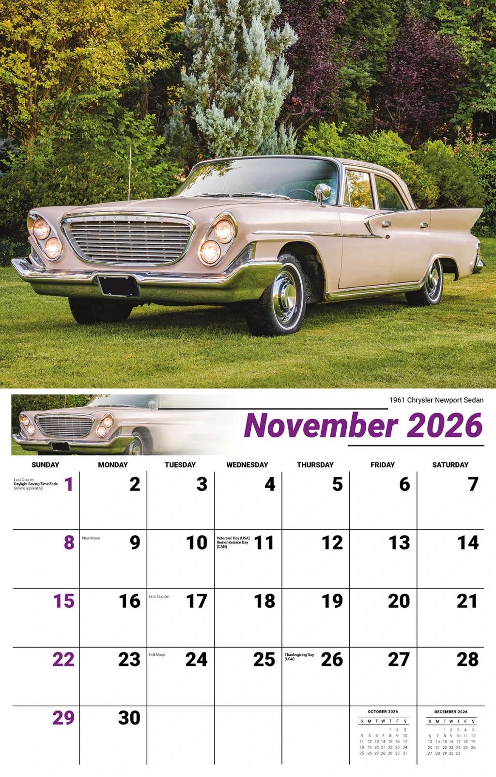 Galleria Wall Calendar 2026 Classic Cars