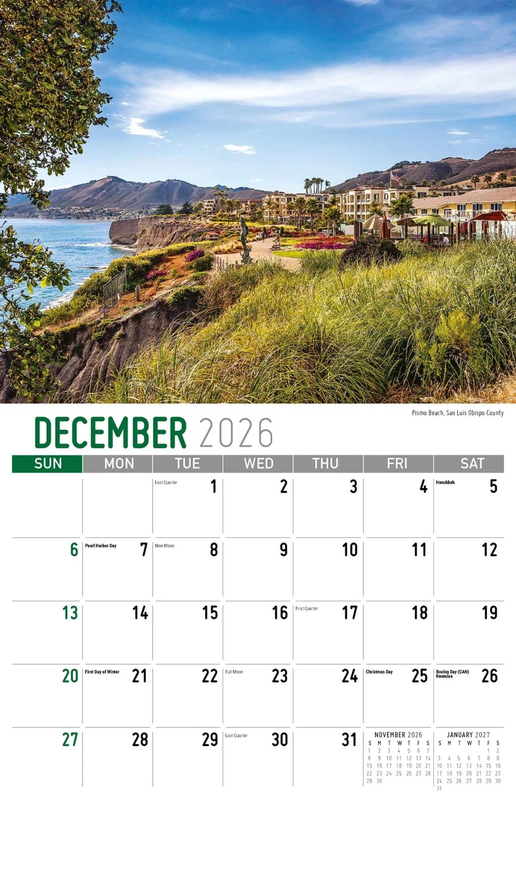 Galleria Wall Calendar 2026 Scenes of California