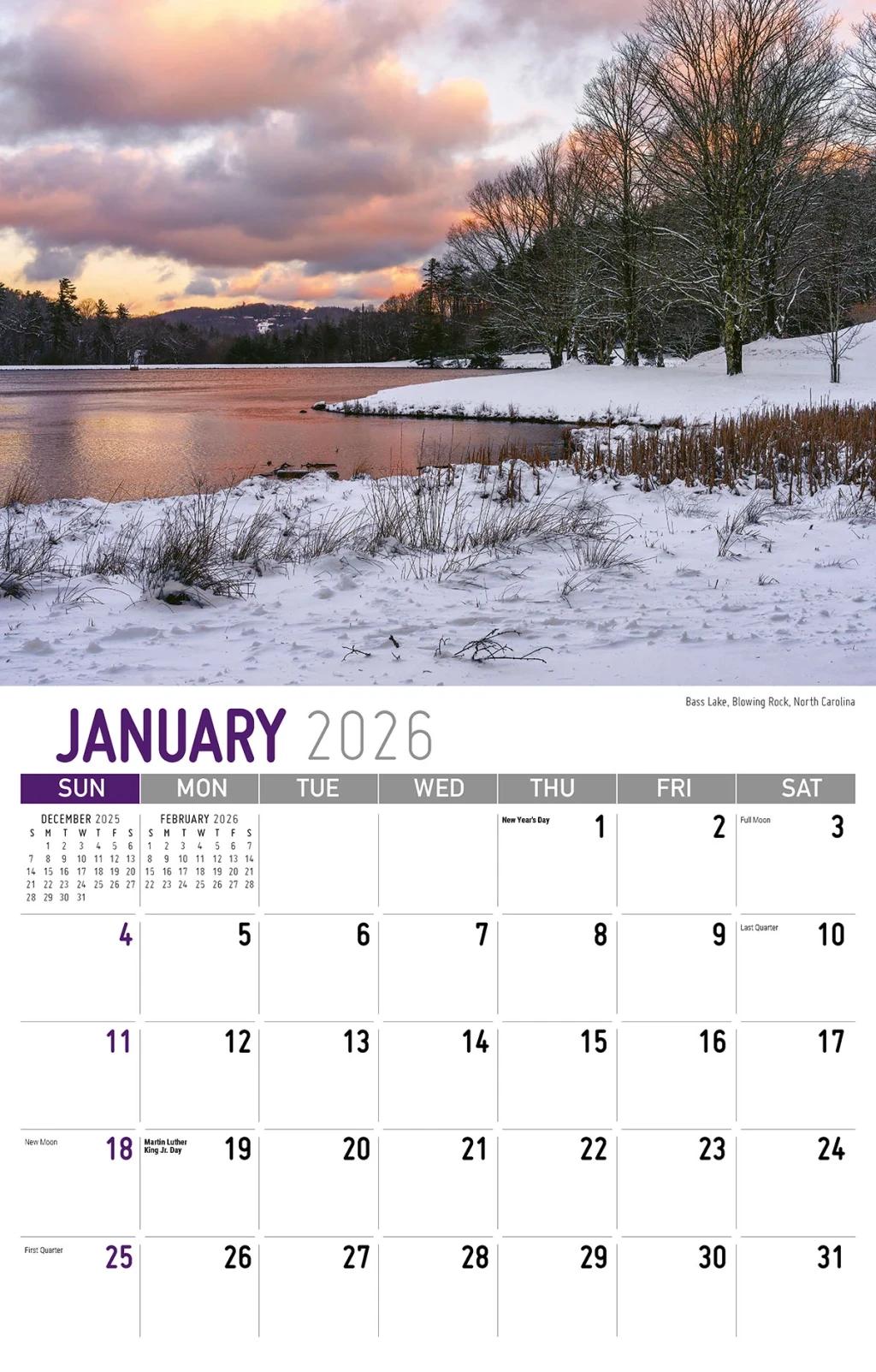 Galleria Wall Calendar 2026 Southeast USA