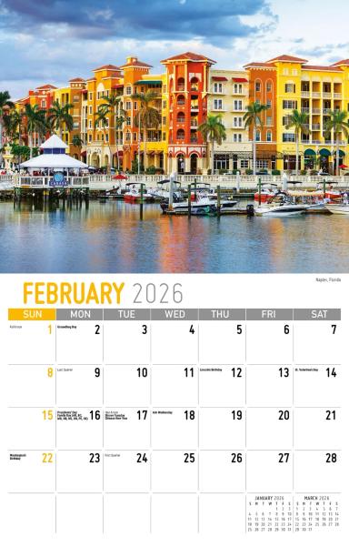 Galleria Wall Calendar 2026 Southeast USA