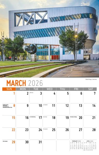 Galleria Wall Calendar 2026 Southeast USA