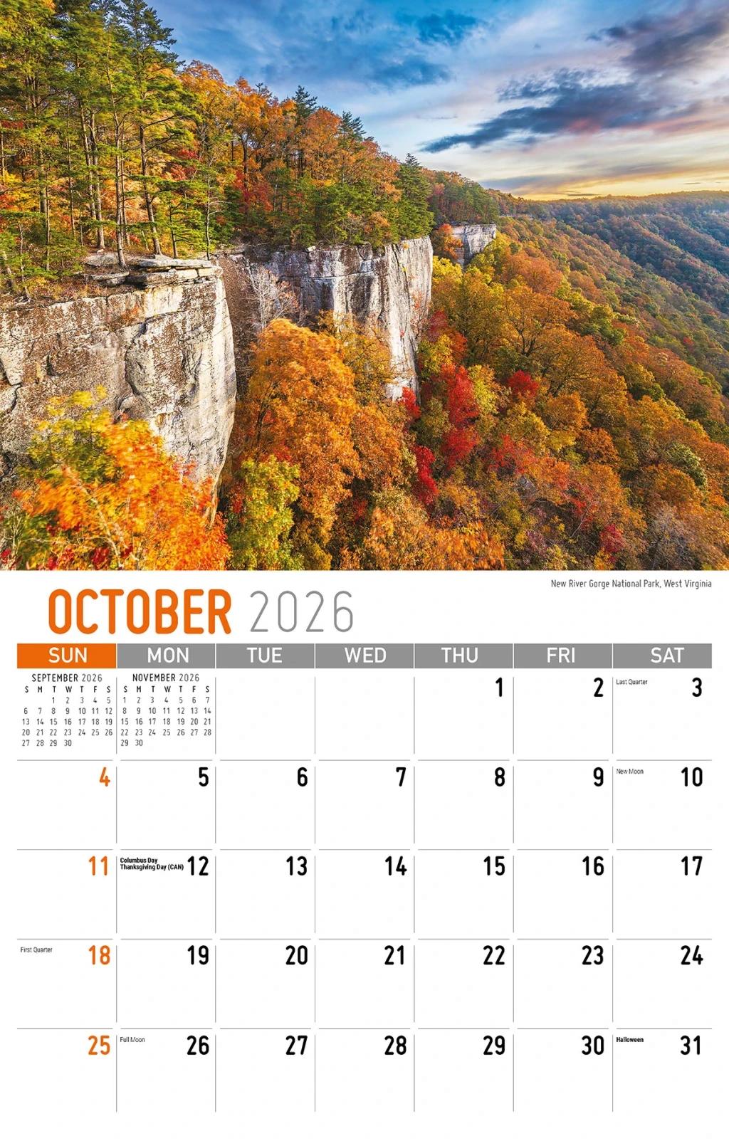 Galleria Wall Calendar 2026 Southeast USA