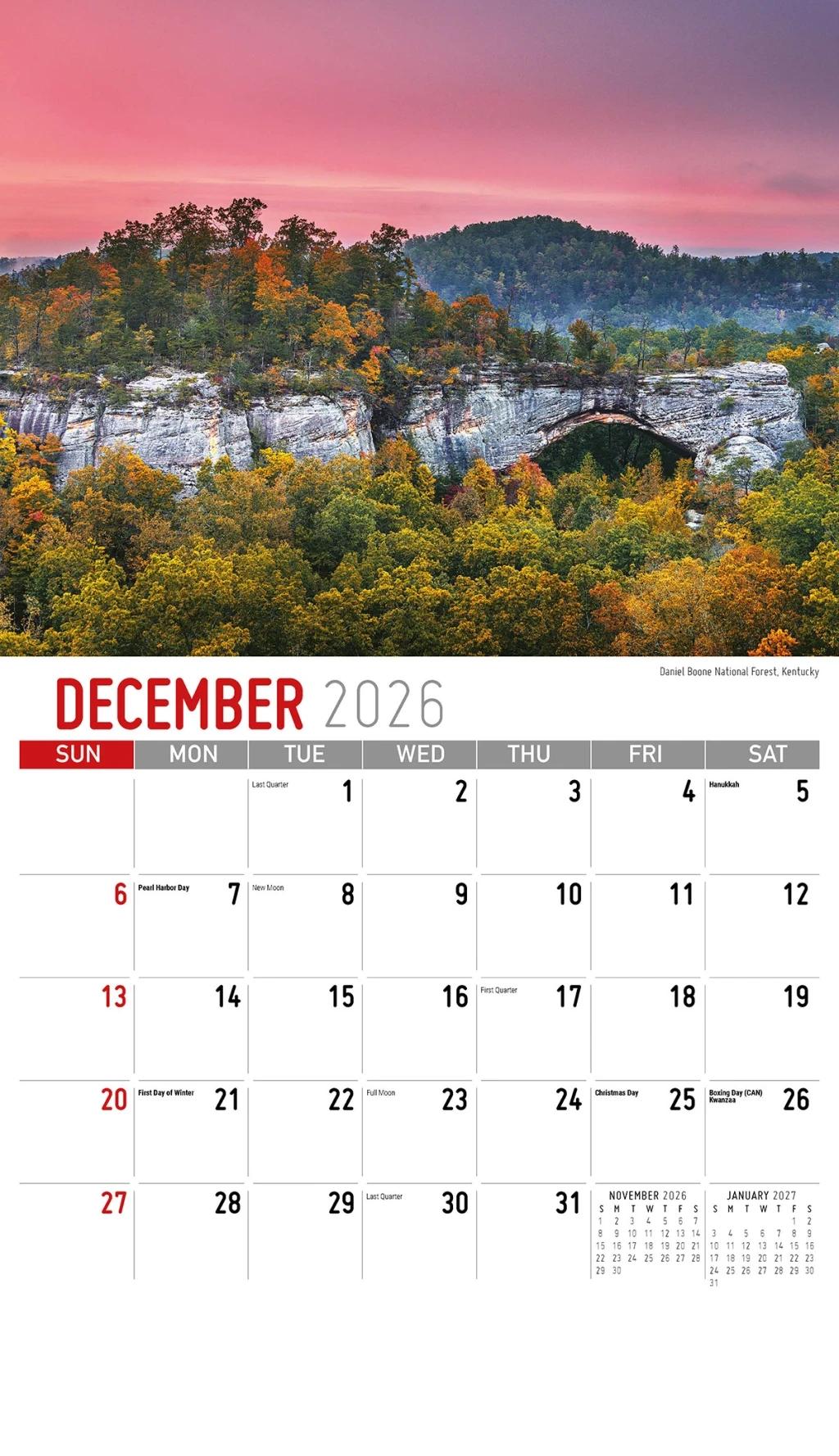 Galleria Wall Calendar 2026 Southeast USA