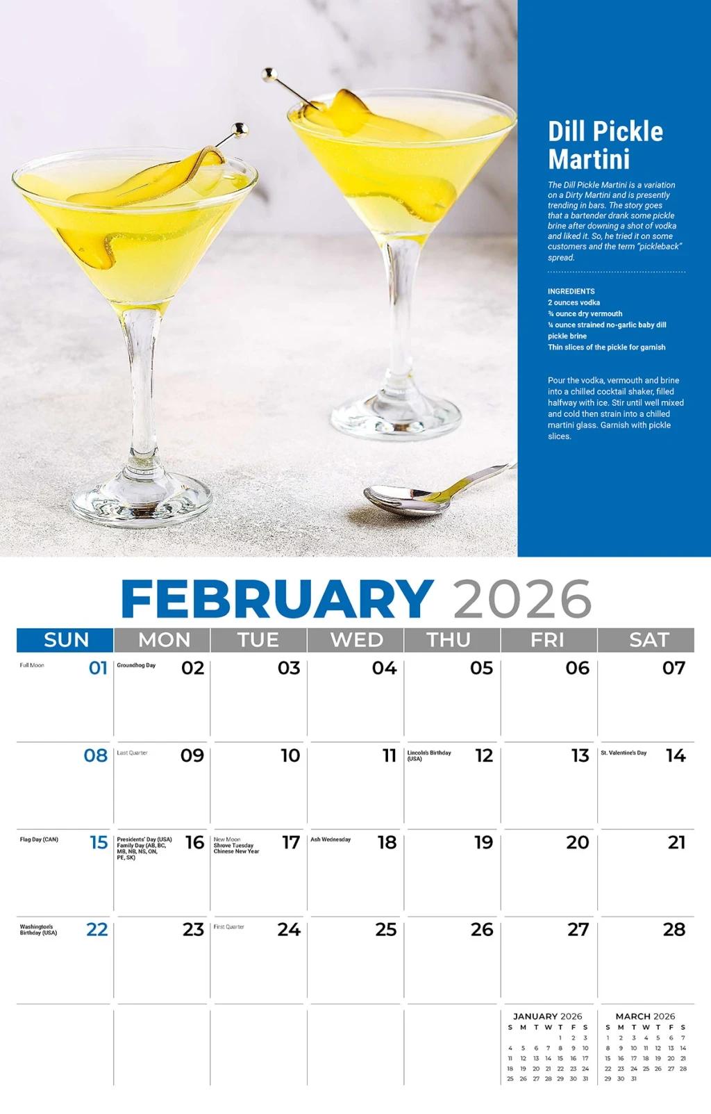 Galleria Wall Calendar 2026 Happy Hour