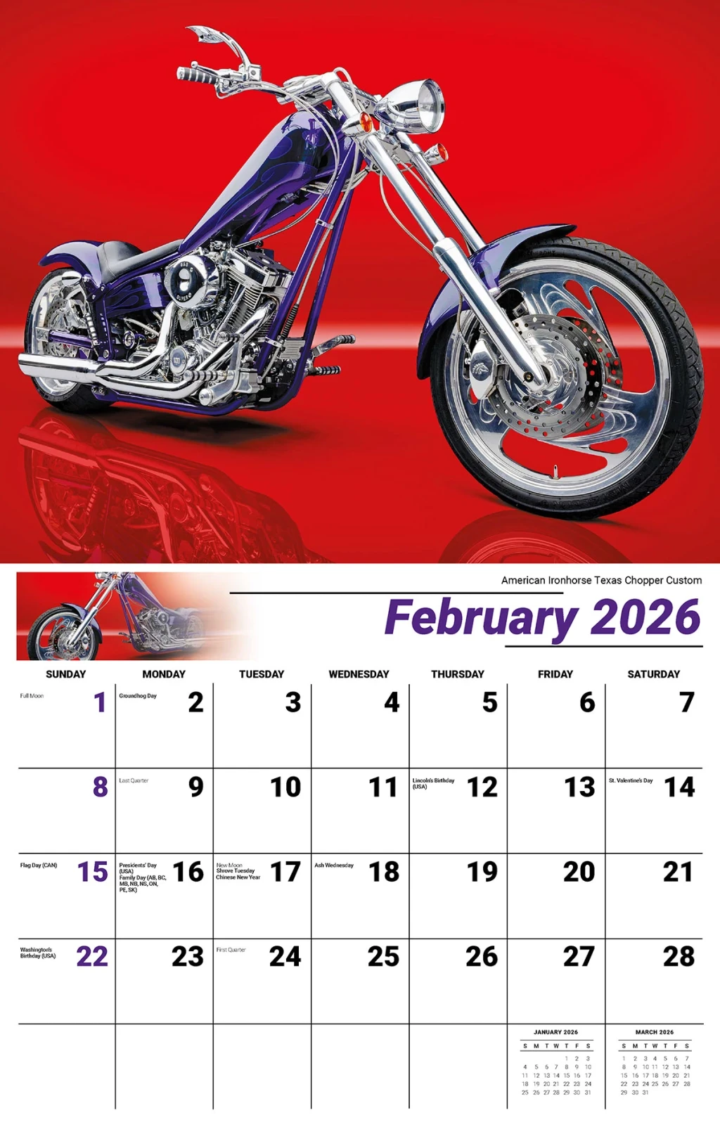 Galleria Wall Calendar 2026 Motorcycle Mania