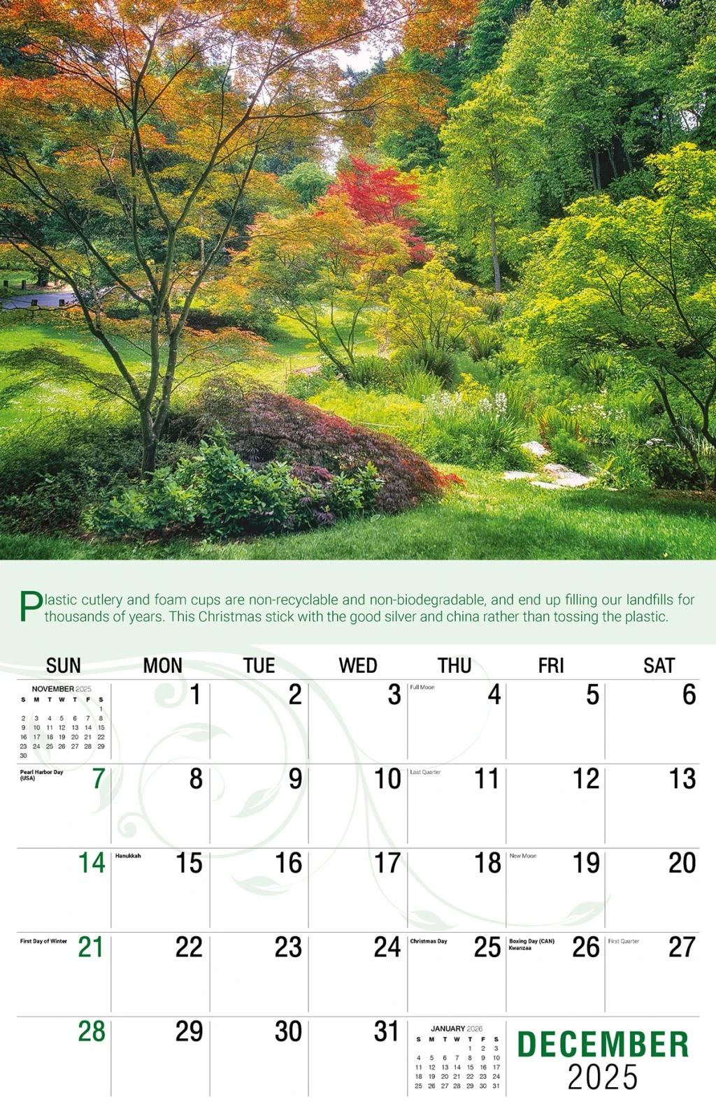 Galleria Wall Calendar 2026 Go Green