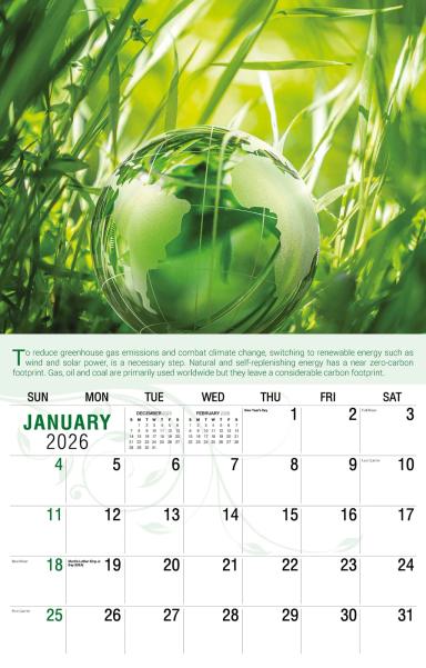 Galleria Wall Calendar 2026 Go Green