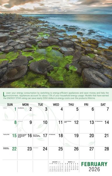 Galleria Wall Calendar 2026 Go Green