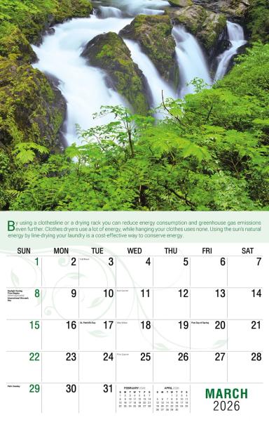 Galleria Wall Calendar 2026 Go Green