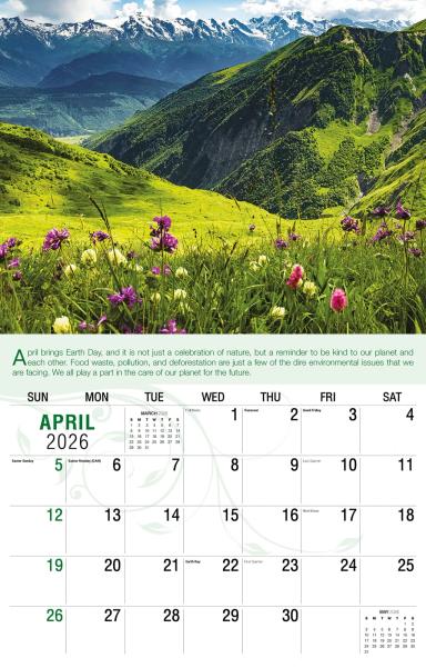 Galleria Wall Calendar 2026 Go Green