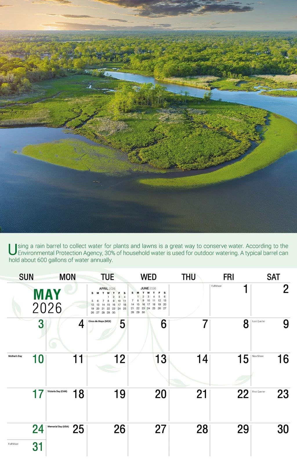 Galleria Wall Calendar 2026 Go Green