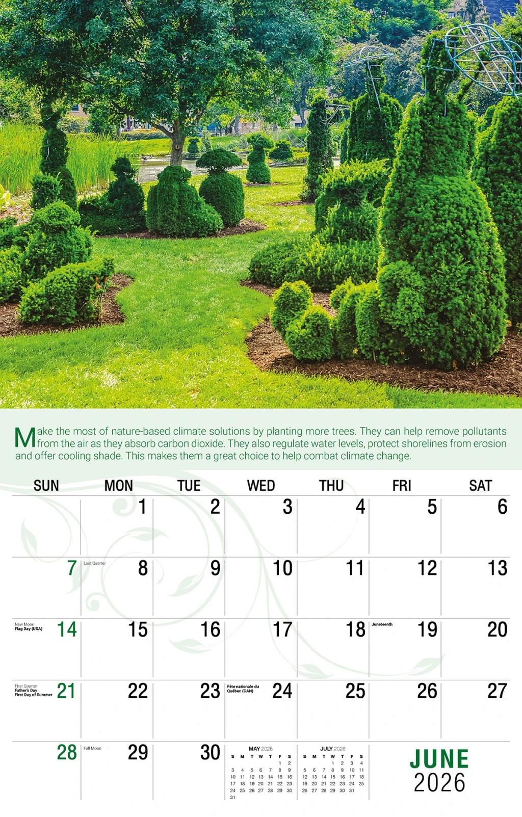 Galleria Wall Calendar 2026 Go Green