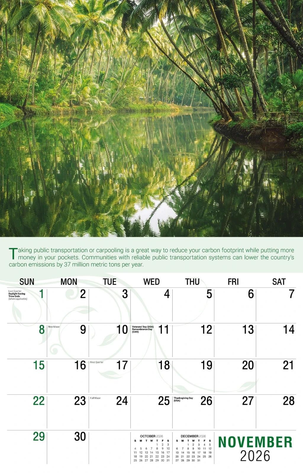 Galleria Wall Calendar 2026 Go Green