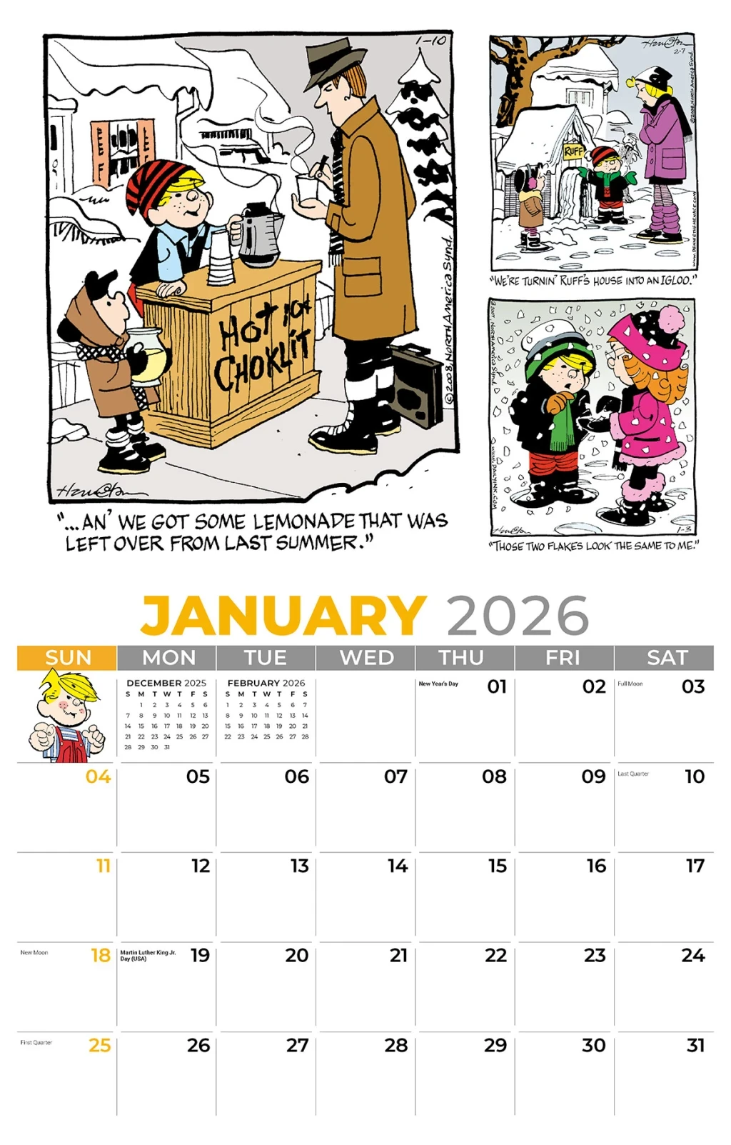 Galleria Wall Calendar 2026 Dennis The Menace