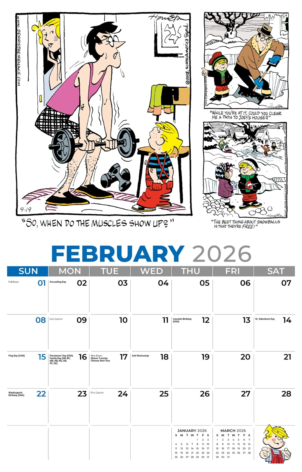 Galleria Wall Calendar 2026 Dennis The Menace