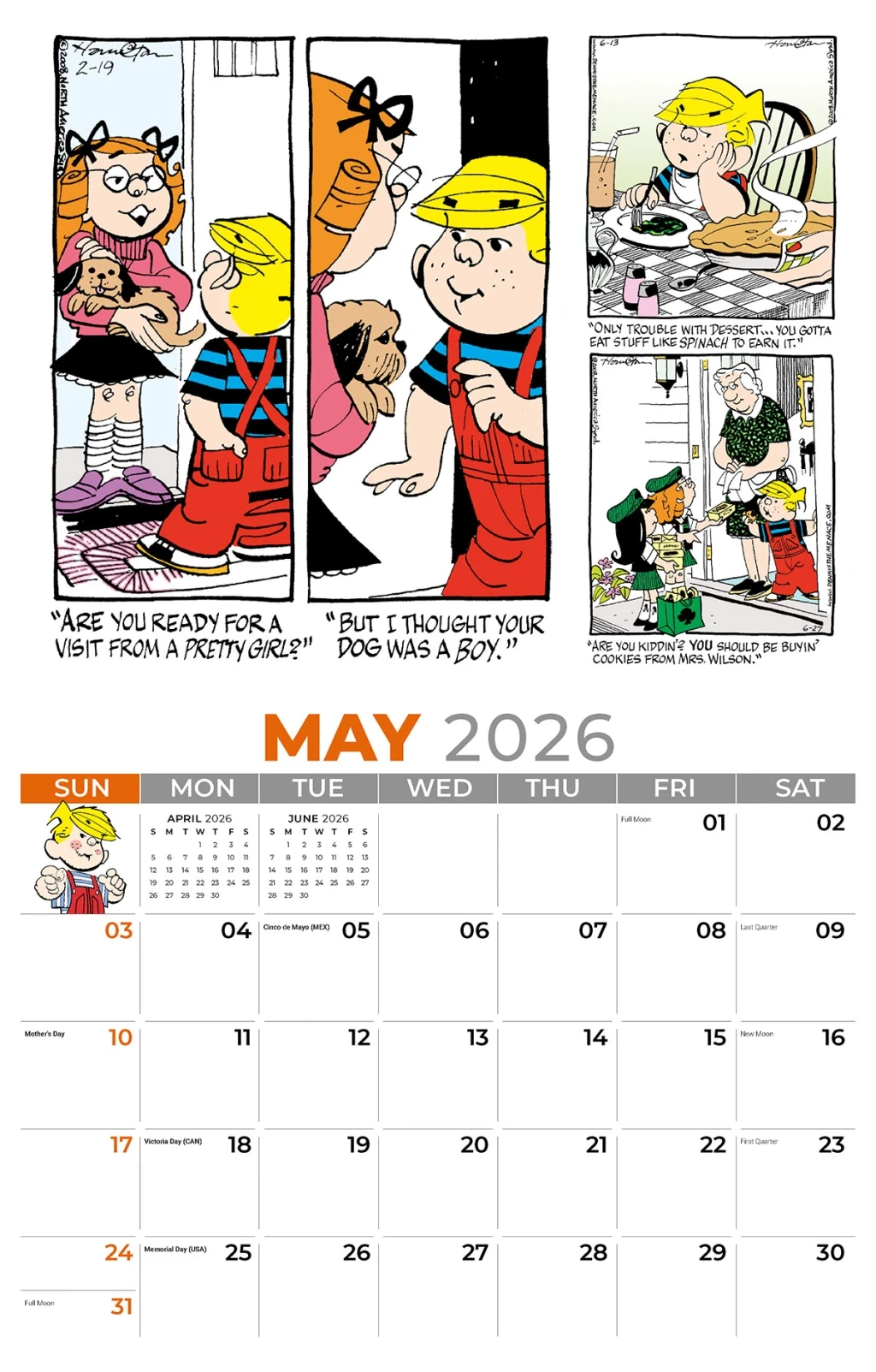Galleria Wall Calendar 2026 Dennis The Menace