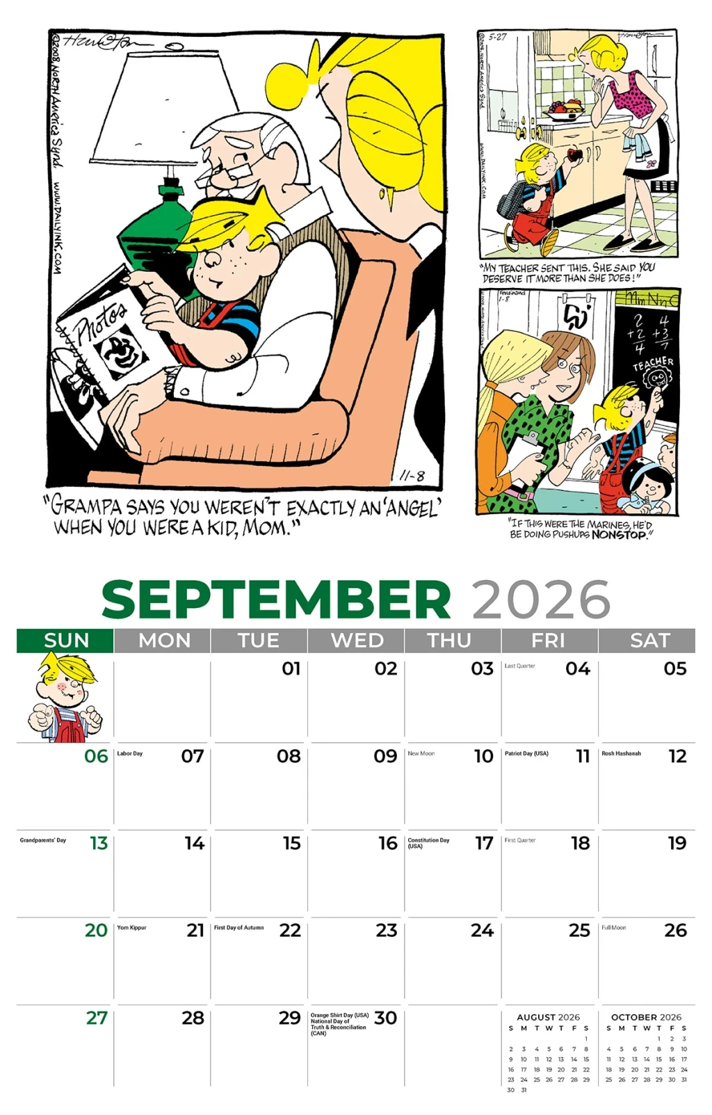 Galleria Wall Calendar 2026 Dennis The Menace