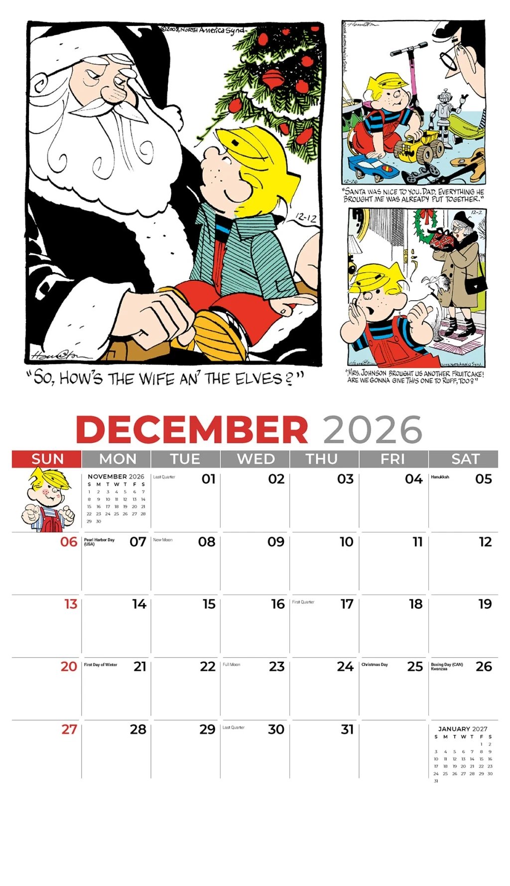 Galleria Wall Calendar 2026 Dennis The Menace