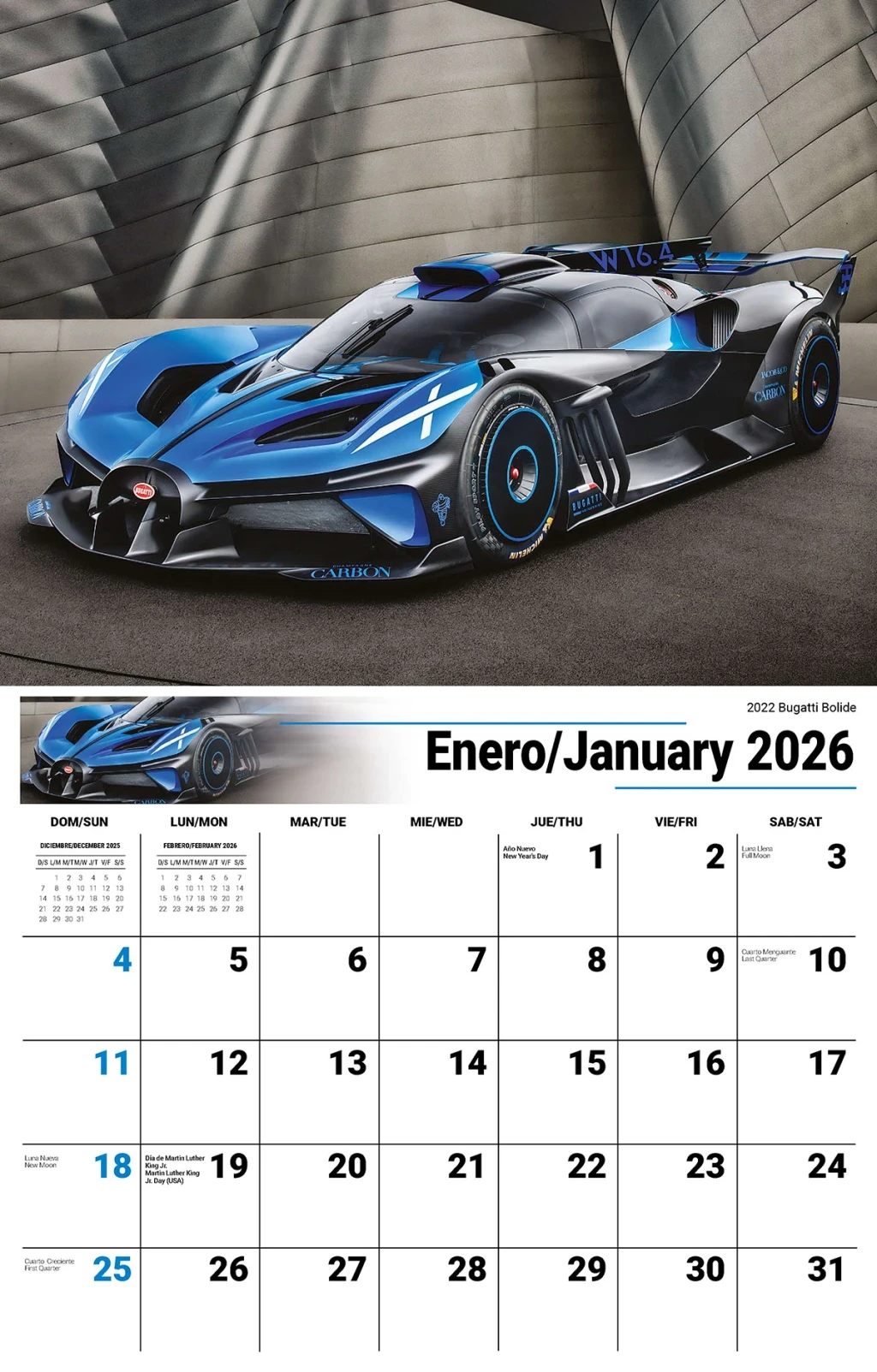 Galleria Wall Calendar 2026 Exotic Cars (English/Spanish)