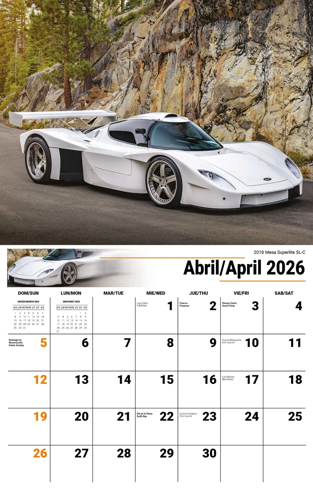 Galleria Wall Calendar 2026 Exotic Cars (English/Spanish)