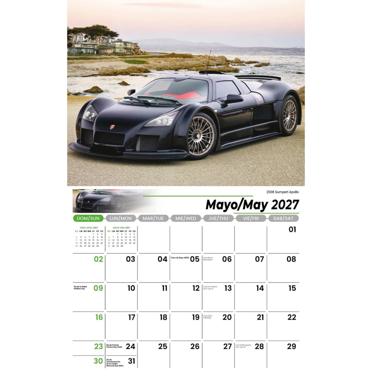 Galleria Wall Calendar 2027 Exotic Cars (English/Spanish)