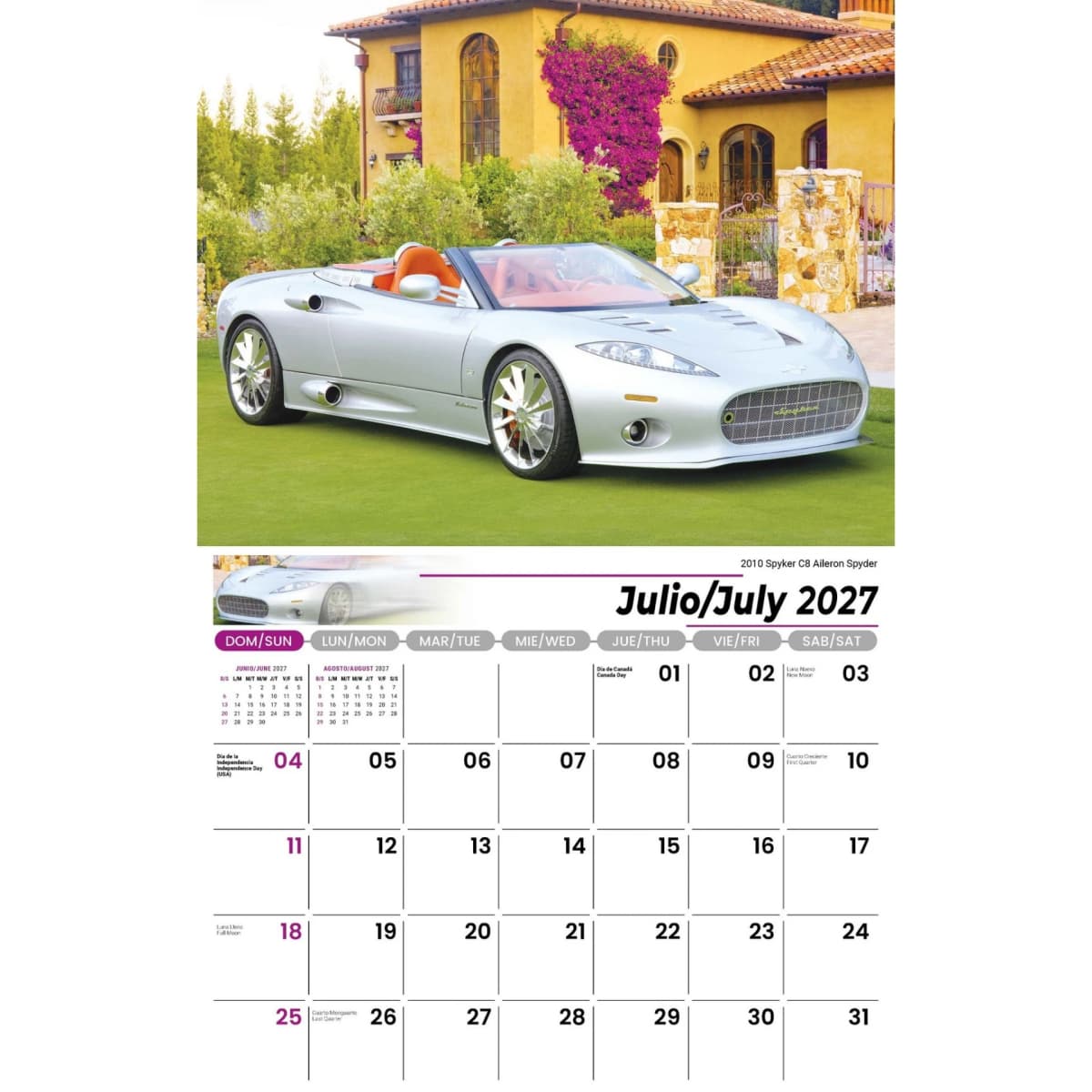 Galleria Wall Calendar 2027 Exotic Cars (English/Spanish)