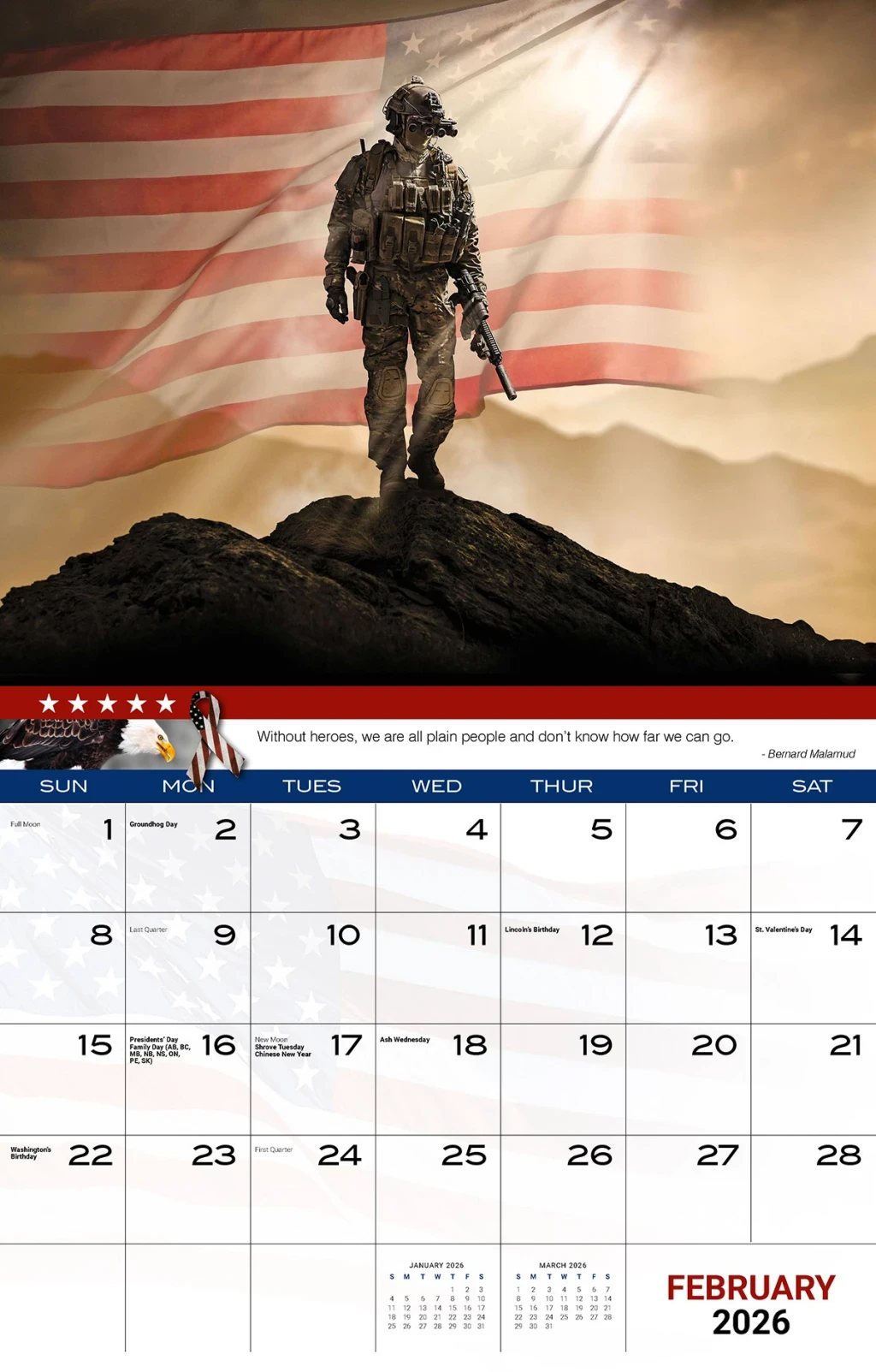 Galleria Wall Calendar 2026 Home Of The Brave