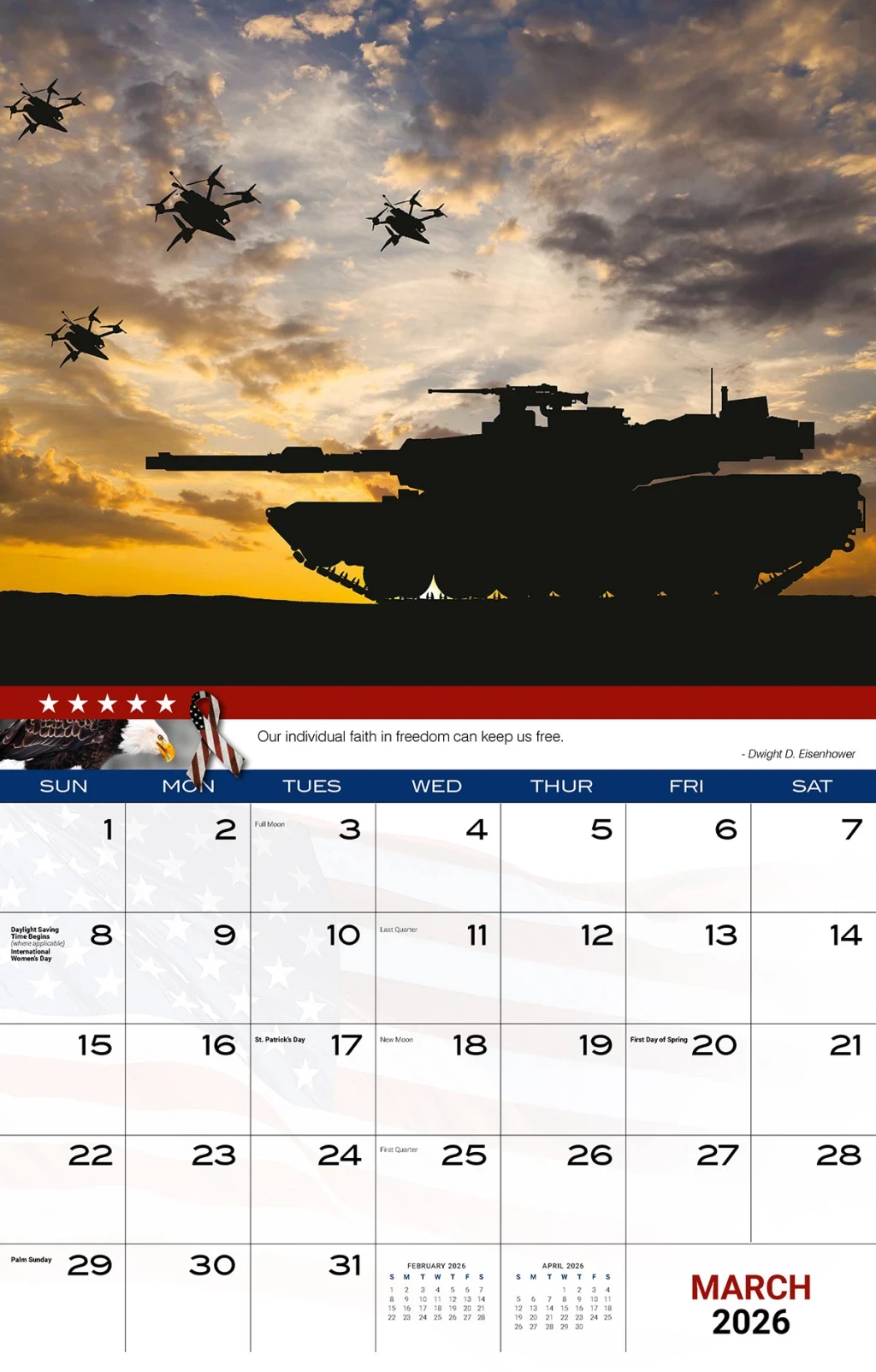 Galleria Wall Calendar 2026 Home Of The Brave