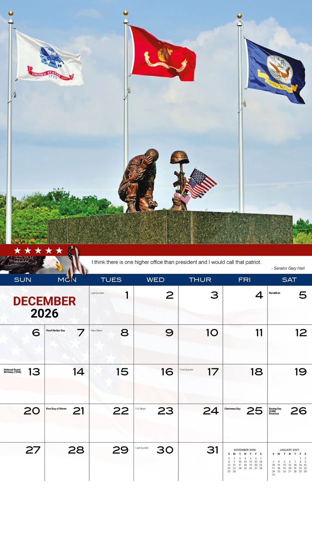 Galleria Wall Calendar 2026 Home Of The Brave