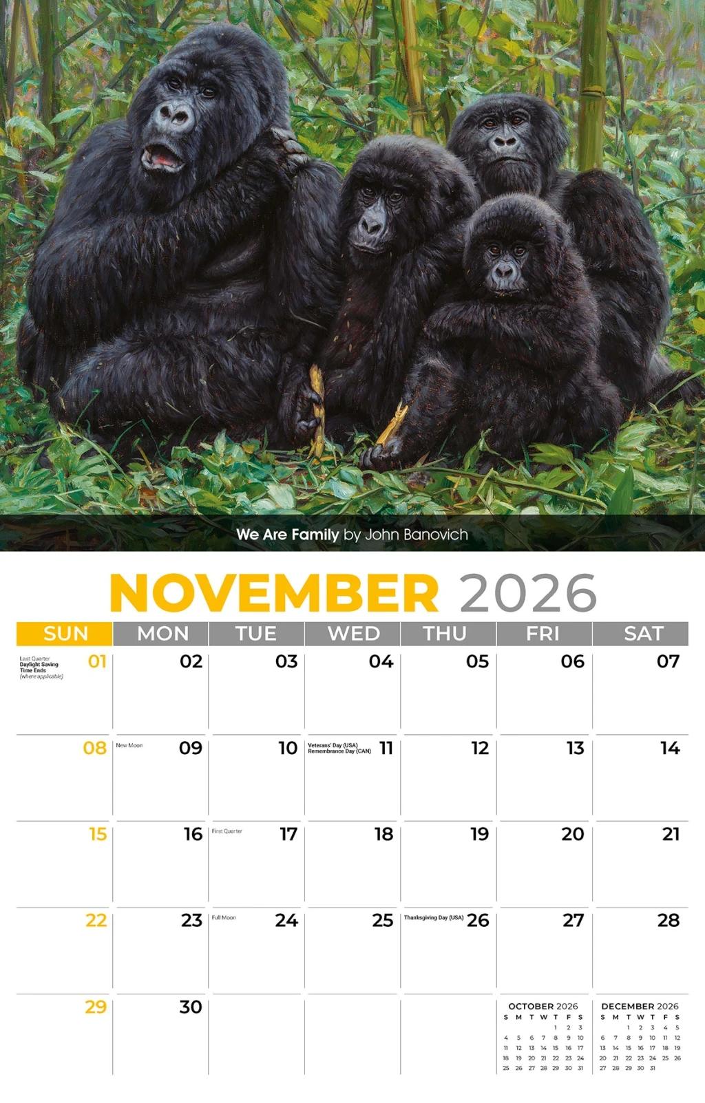 Galleria Wall Calendar 2026 Wildlife Portraits