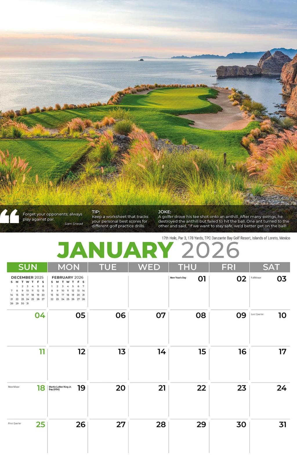 Galleria Wall Calendar 2026 Golf Tips